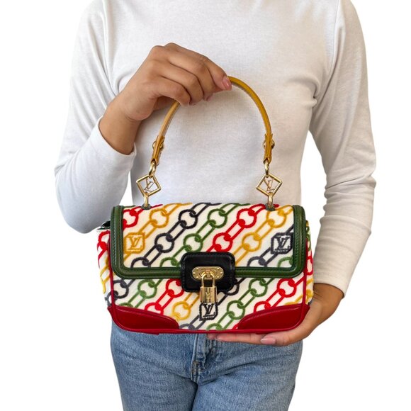 LOUIS VUITTON Vintage LV Logo Velvet Chain Dolly Bag Pochette [104062] - Picture 2 of 14